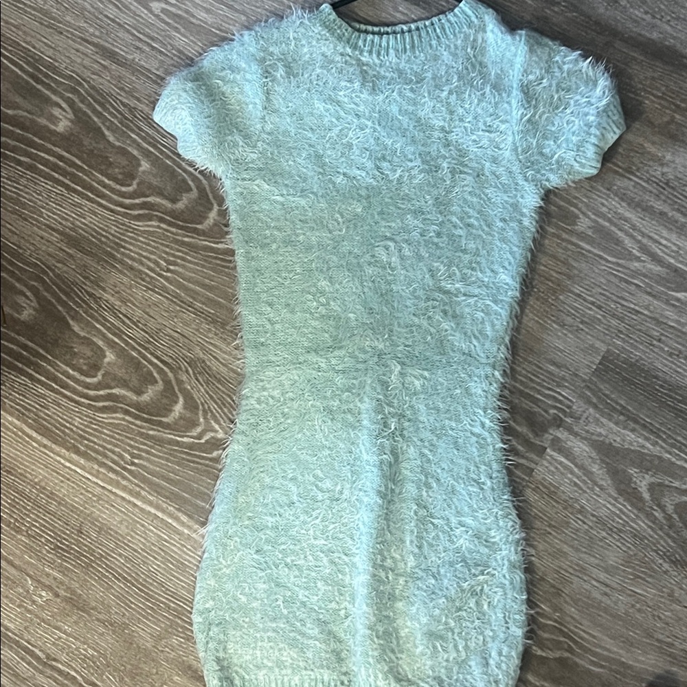 Women's Fuzzy Knit Dress - Light Blue